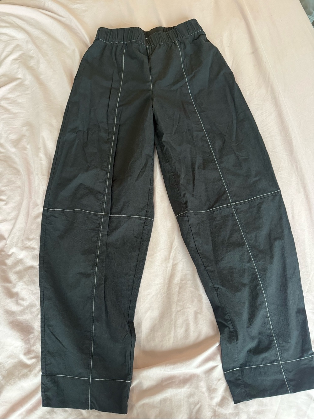 Ganni Black Trousers with Contrast Stitching